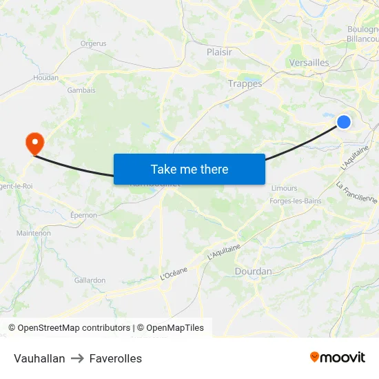 Vauhallan to Faverolles map