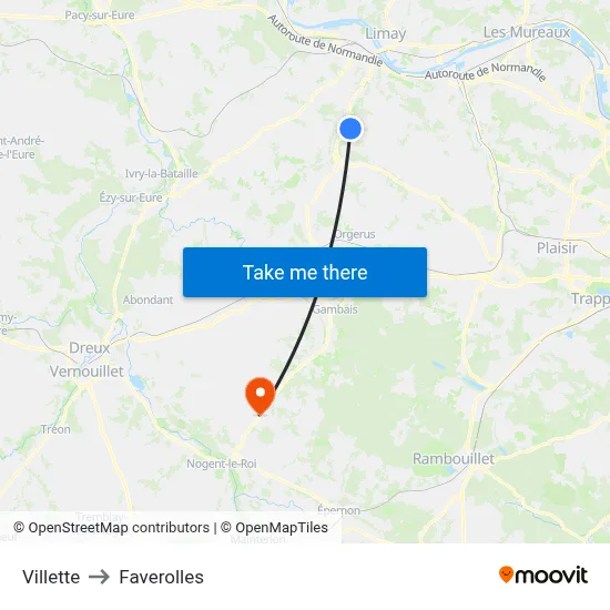 Villette to Faverolles map