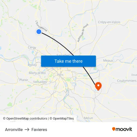Arronville to Favieres map