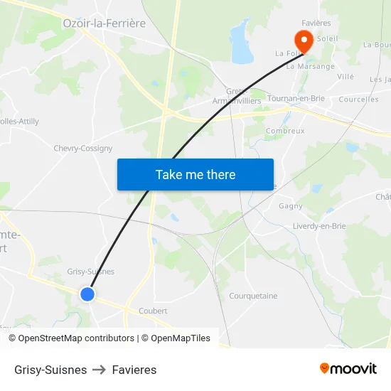 Grisy-Suisnes to Favieres map