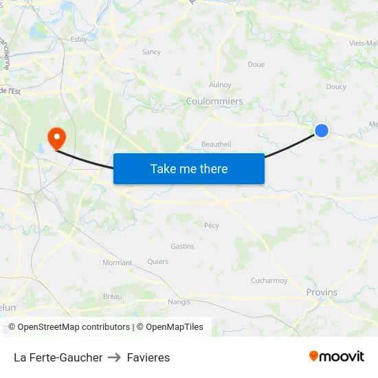 La Ferte-Gaucher to Favieres map