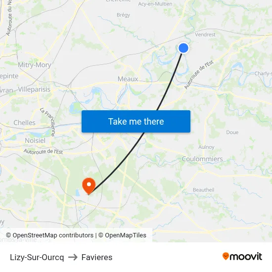 Lizy-Sur-Ourcq to Favieres map