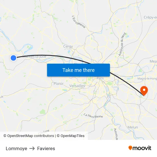 Lommoye to Favieres map