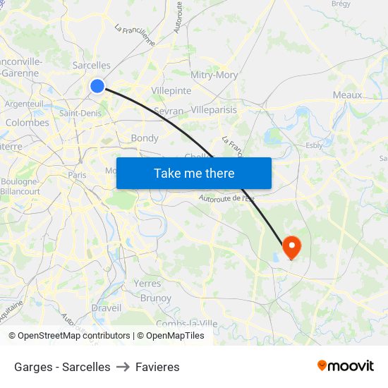 Garges - Sarcelles to Favieres map