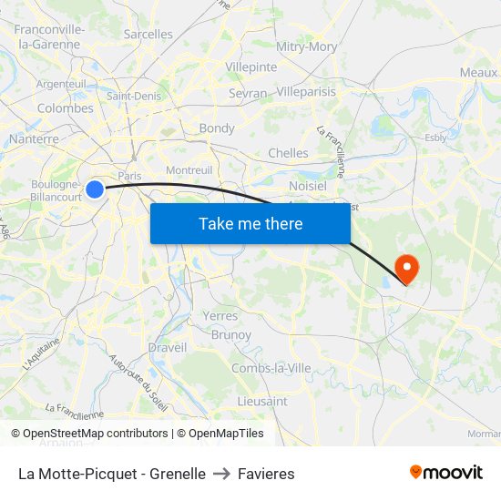 La Motte-Picquet - Grenelle to Favieres map