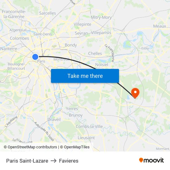 Paris Saint-Lazare to Favieres map
