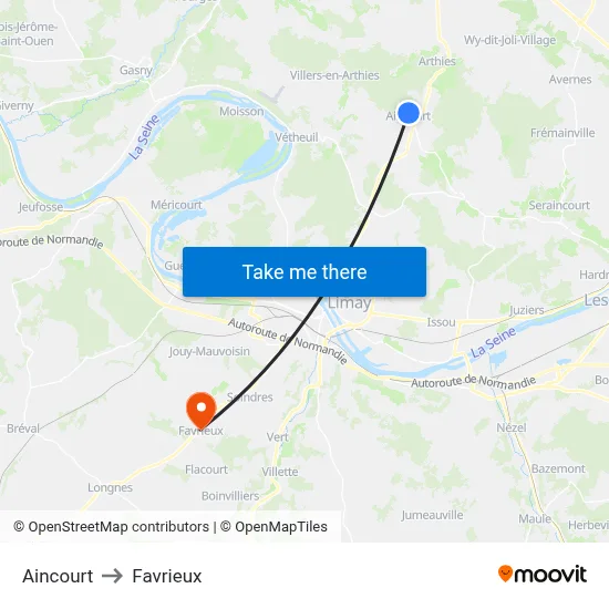 Aincourt to Favrieux map