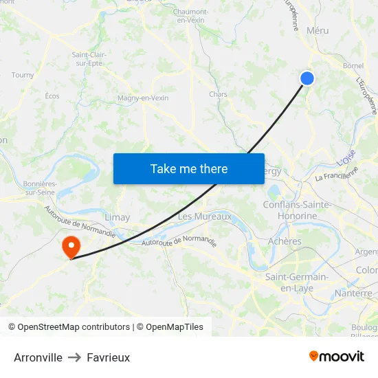 Arronville to Favrieux map