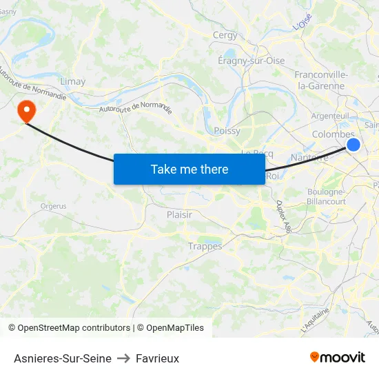 Asnieres-Sur-Seine to Favrieux map