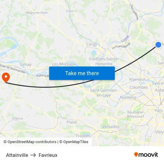 Attainville to Favrieux map