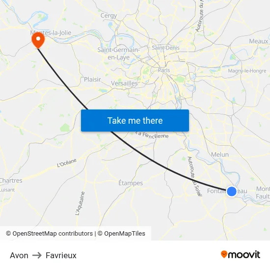 Avon to Favrieux map