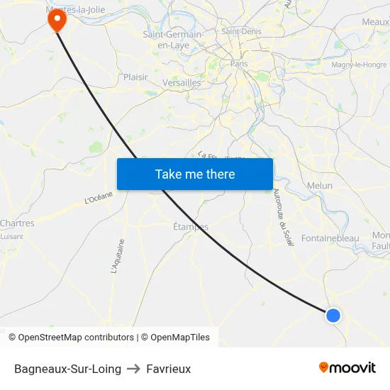 Bagneaux-Sur-Loing to Favrieux map