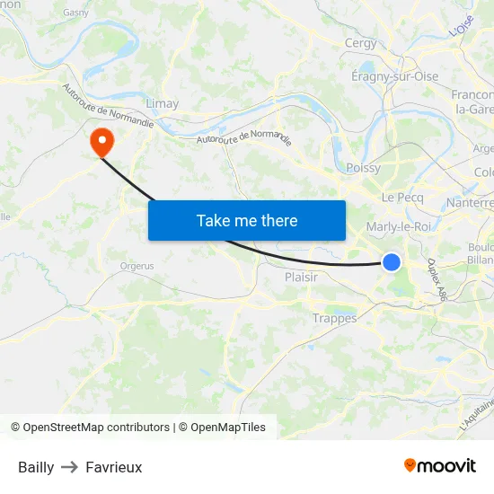 Bailly to Favrieux map