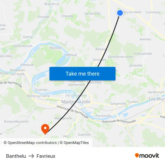 Banthelu to Favrieux map