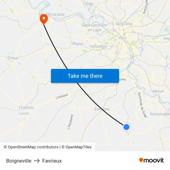 Boigneville to Favrieux map