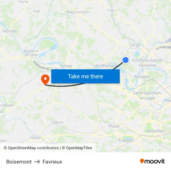 Boisemont to Favrieux map