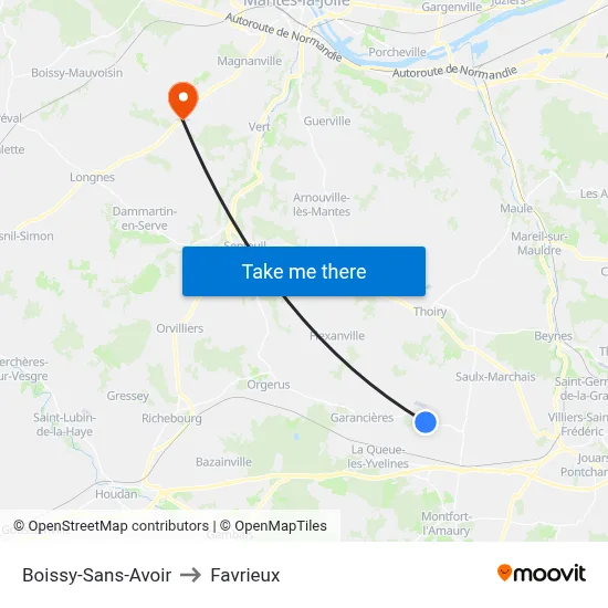 Boissy-Sans-Avoir to Favrieux map