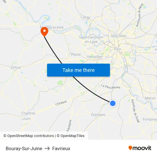 Bouray-Sur-Juine to Favrieux map