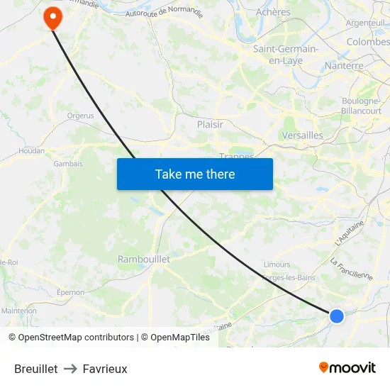 Breuillet to Favrieux map
