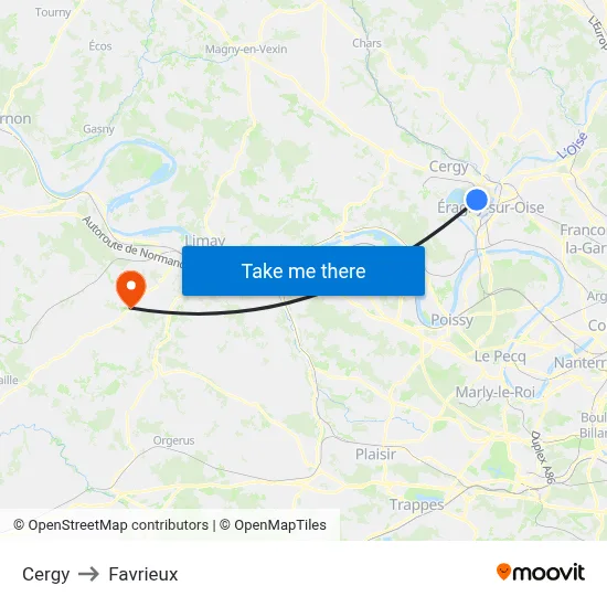 Cergy to Favrieux map
