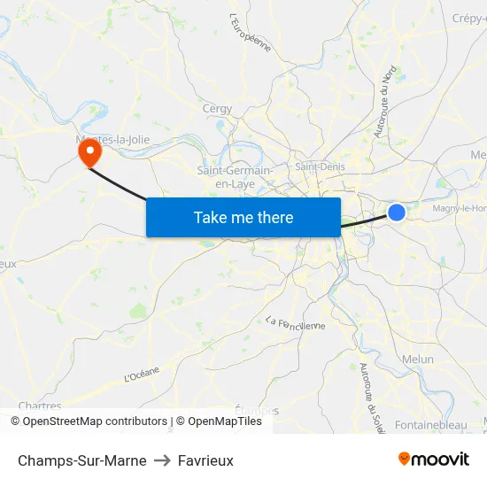 Champs-Sur-Marne to Favrieux map