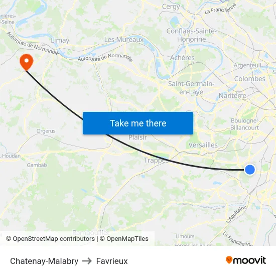 Chatenay-Malabry to Favrieux map