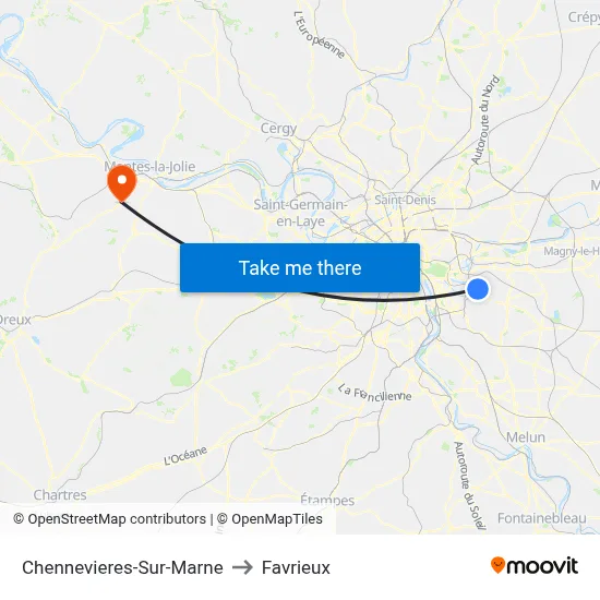 Chennevieres-Sur-Marne to Favrieux map