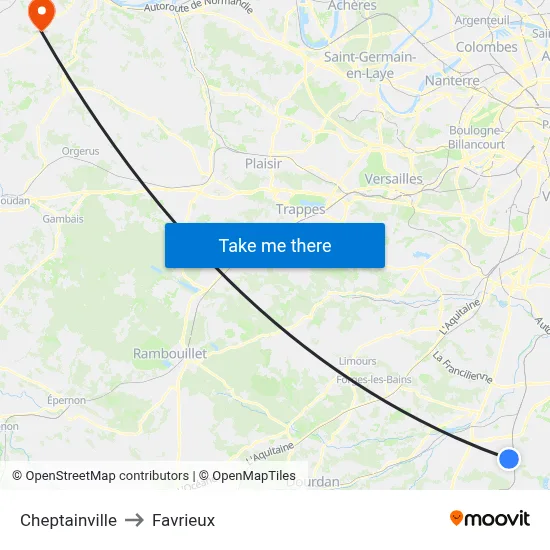 Cheptainville to Favrieux map