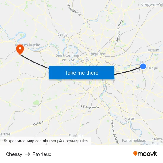 Chessy to Favrieux map