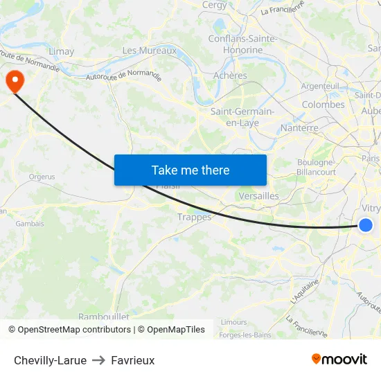 Chevilly-Larue to Favrieux map