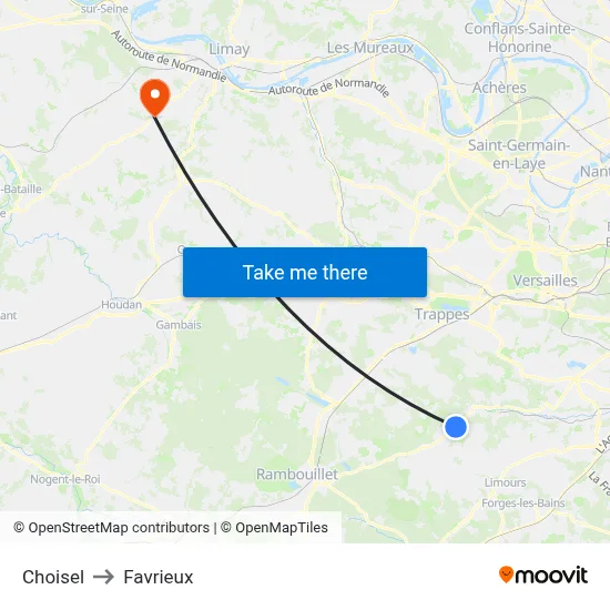 Choisel to Favrieux map