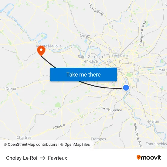 Choisy-Le-Roi to Favrieux map