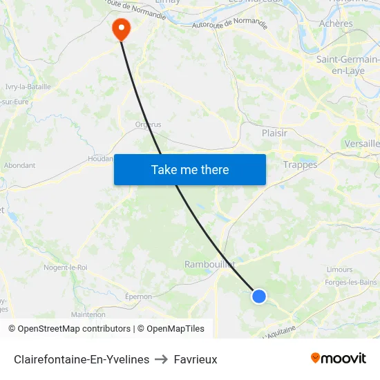 Clairefontaine-En-Yvelines to Favrieux map