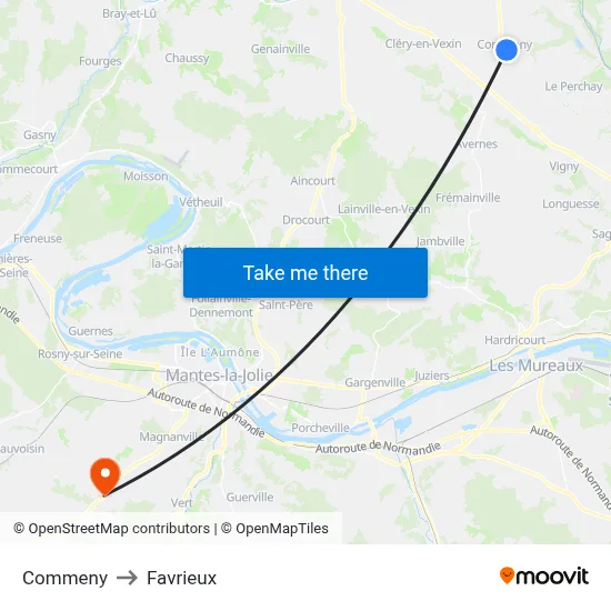 Commeny to Favrieux map