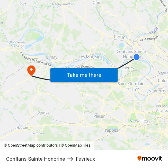 Conflans-Sainte-Honorine to Favrieux map