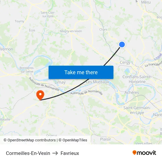 Cormeilles-En-Vexin to Favrieux map