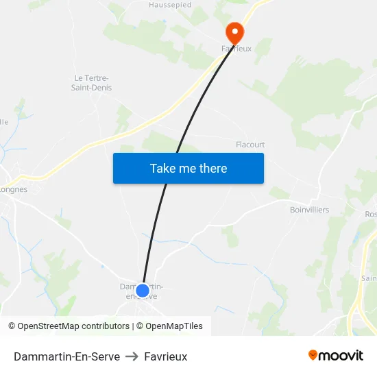 Dammartin-En-Serve to Favrieux map