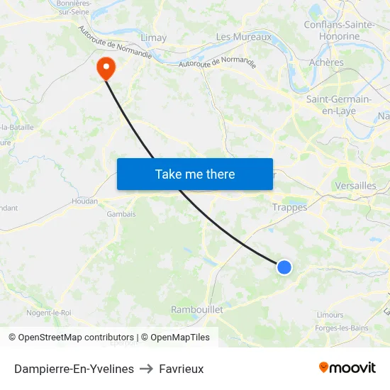 Dampierre-En-Yvelines to Favrieux map