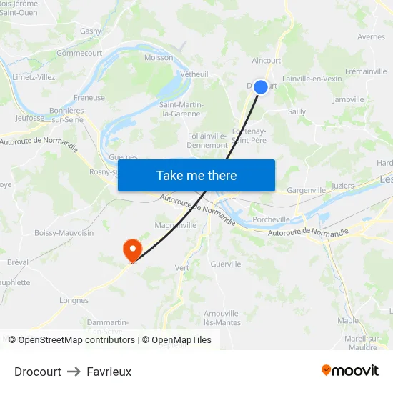 Drocourt to Favrieux map