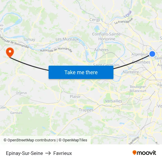Epinay-Sur-Seine to Favrieux map