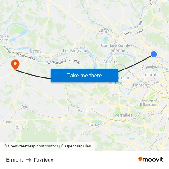 Ermont to Favrieux map