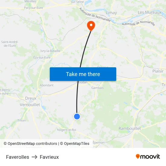 Faverolles to Favrieux map