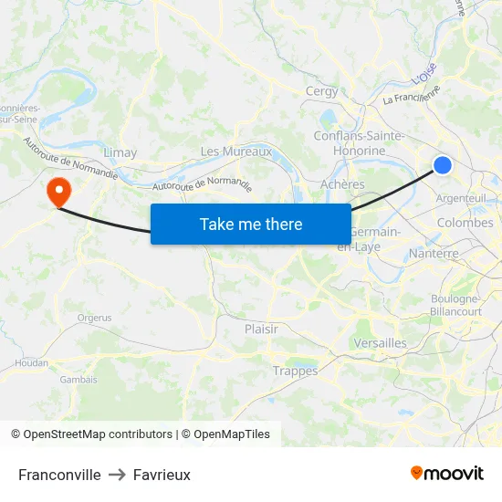 Franconville to Favrieux map