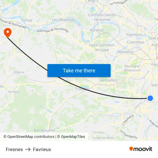 Fresnes to Favrieux map