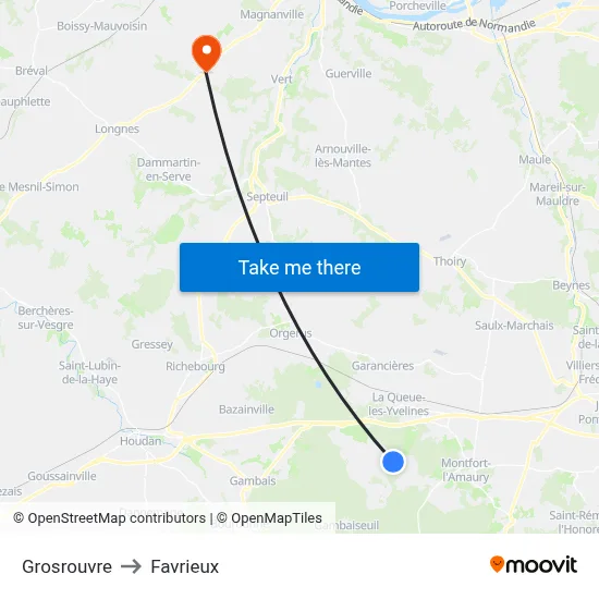 Grosrouvre to Favrieux map