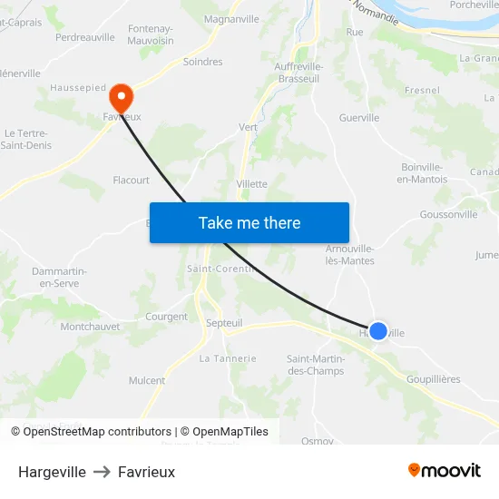 Hargeville to Favrieux map