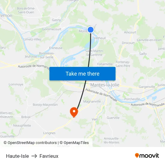 Haute-Isle to Favrieux map