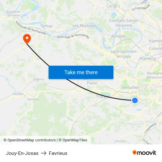 Jouy-En-Josas to Favrieux map