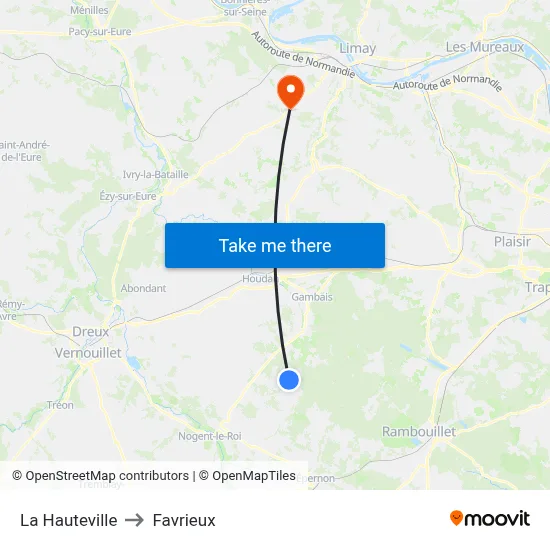 La Hauteville to Favrieux map