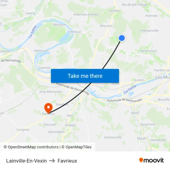 Lainville-En-Vexin to Favrieux map